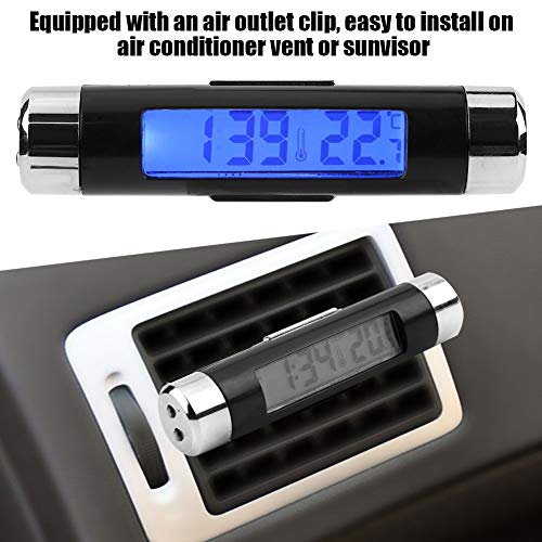 Auto klokthermometer, met luchtuitlaatclip, Mini kleine LED elektronische klok voor auto Dashboard, auto luchtuitlaatthermometer met achtergrondverlichting 3