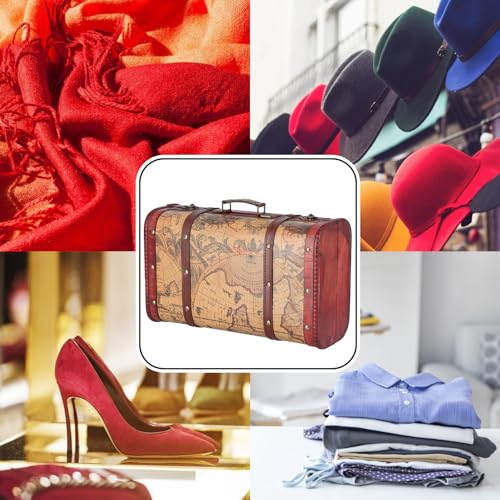 Vintage koffer Retro Bagage Classic Reiskoffer Draagbare Vintage Opbergdoos Hout Card Pattern Ontwerp voor Weekend Getaway Business Trip Langere vakantie