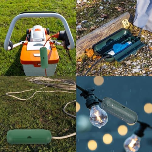 Veilige doos voor uitbreiding Cord, Bescherming Capsule voor Kabel Indoor Gebruik, Beschermende Hoes voor Outdoor Extension Cord, Bescherm Buiten Uitlaat Afdichting Weerbestendig(Groen) 5