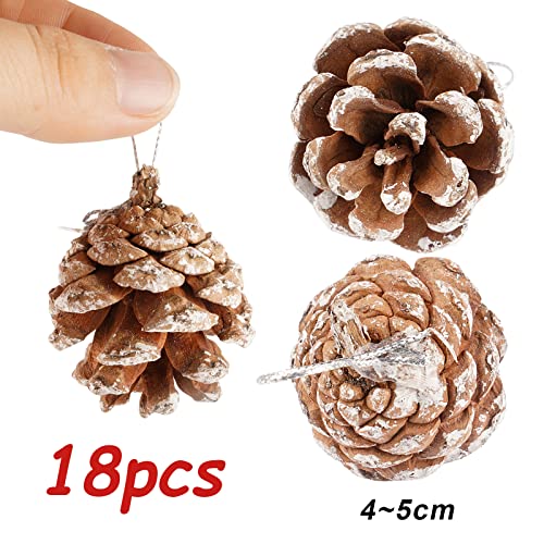 Pak van 10 kunstmatige Mini kerstboom met sneeuw, 18 stuks, natuurlijke dennenappels, miniatuur kerstversiering, decoratie voor feest, tafel, Garland, geschenk, Home, Tuin 3