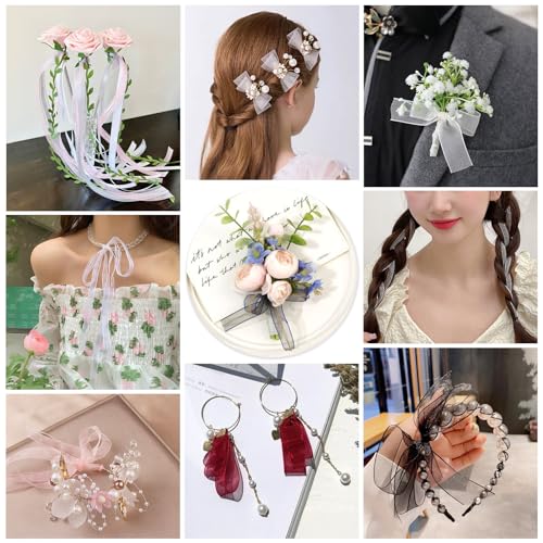 30 Yard Polyester Lint 6 Kleuren Sheer Organza Cadeauverpakking Ribbon Chiffon Lint voor DIY Crafts Boeket Bows Trouwfeest Home Decoraties, 3/8 Inch 3