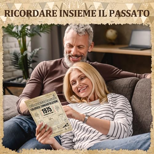 Biglietto Auguri Compleanno 50 Anni - Personalizzata Idea Regalo Compleanno Originals for Uomo e Donne, Biglietti di Auguri Vintage with Busta for Mamma, Papà, Amico, Famiglia, Nonno (1975) 4