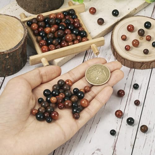 480st Natuurlijke houten kralen Waxed houten kralen 6mm/8mm Ambacht Houten kralen Rond los spacer kralen Diverse houten kralen voor doe-het-zelf ambachten sieraden maken 5