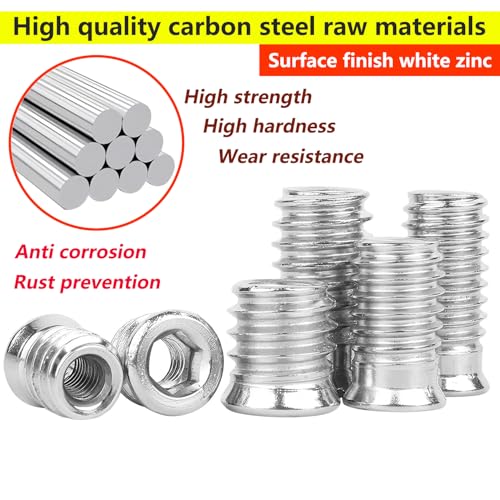 25 st Thread Nuts, M4*15mm Hout Thread Insert, Hex Nuts voor houten meubelen, Countersunk Carbon Steel Hex Schroef 3