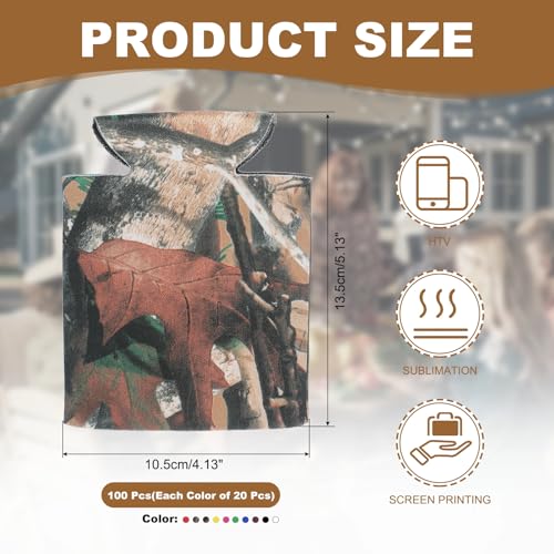 Blanke Bier Can Koelhoes, 100 stuks Solide Bulk Opvouwbare Fleshoes Geïsoleerd schuim Can Cover voor 10 oz Bottle Party HTV Sublimatie, 10 kleuren