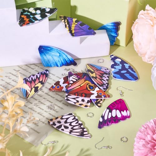 Vlinder Wing hangers maken Kit lederen Vlinder Vleugels Bedels met haken Kleurrijke Insect Wings Dangle Findings voor DIY handgemaakte oorbellen sieraden maken 4