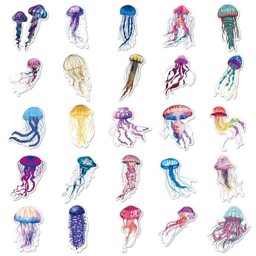 Leuke Sea Animal Stickers voor tieners Volwassenen 50 stuks Jellyfish Waterdichte Vinyl Sticker Set Auto Motorfiets Fiets Skateboard Snowboard Bagage Laptop Koffer Helm Motorfiets Computer 4
