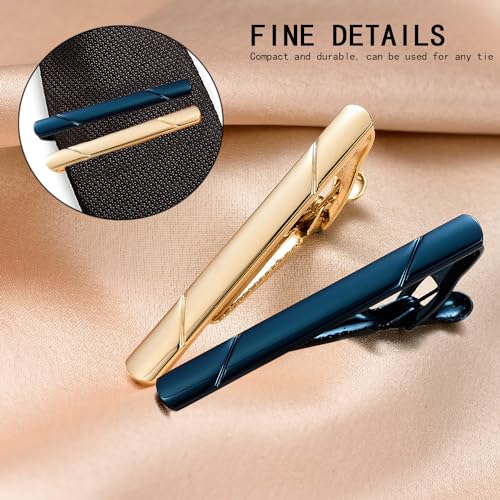 4 st Bie Clips voor mannen, Long Styles Tie Bar Clip Set met 1 Tie Clip Opslag Bag Mode Tie Clip Gepersonaliseerde 6.8cm Tie Clips Square Edges Tie Tack Pins voor bruiloft Party, metaal, Geen edelsteen 3