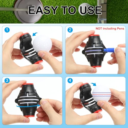 Golf Ball Marker Stencil 360 Degree Triple Track Golf Bal Uitlijning Markering Tool Line Tekening Marker voor mannen Vrouwen, Zwart / Geel 5