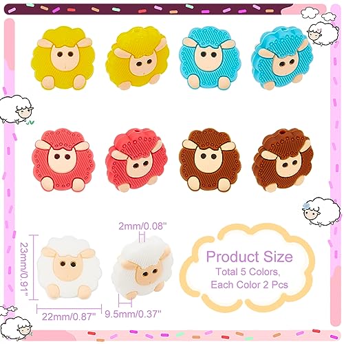 10st 5 kleuren schapen breinaalden stoppen, naald punt beschermers dier vorm siliconen kralen brandpunt kralen voor het breien accessoires DIY ambachten