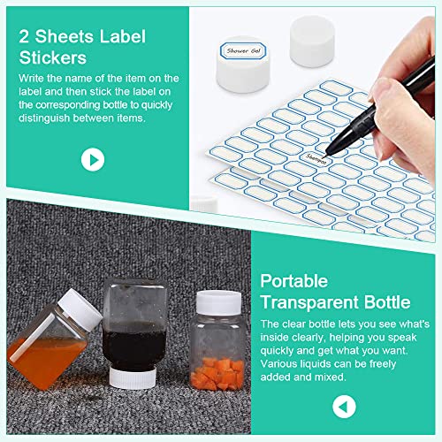 50 st Plastic pil flessen, 30 ml Lege Plastic Vierkante flessen Portable Hervulbare flessen Herbruikbare reisflessen Kleine heldere pil containers met deksels 2 Stickers voor reizen 5