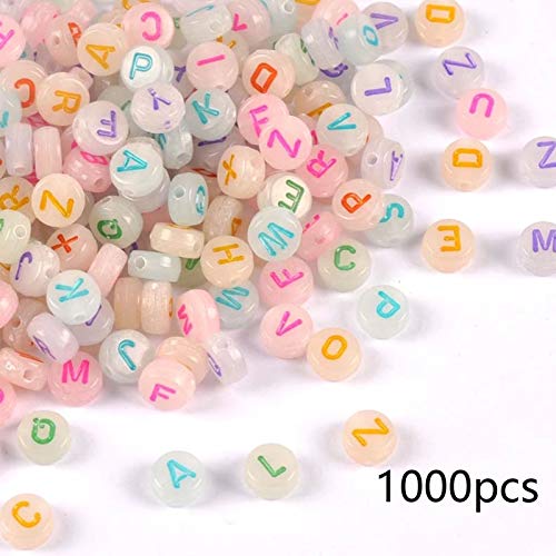 Letterkralen, ca. 1000 stuks, lichtgevende brief kralen, ambachtelijke kralen, acryl kralen (lichtgevende kleurrijke)