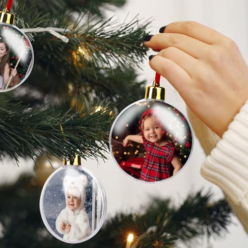 6 stukken Kerstmis Foto Ball Transparant Frame Kerstballen Kerstboom Hangende Decoratie voor DIY Holiday Party Decoraties Fotodecors 4