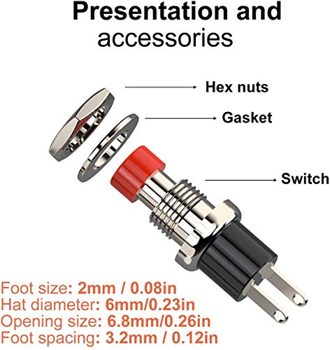 30 st rood 7mm rood mini ronde momentane drukknop, SPST ON-OFF AC 250V/1A, 2 speld voor modelspoor hobby 3