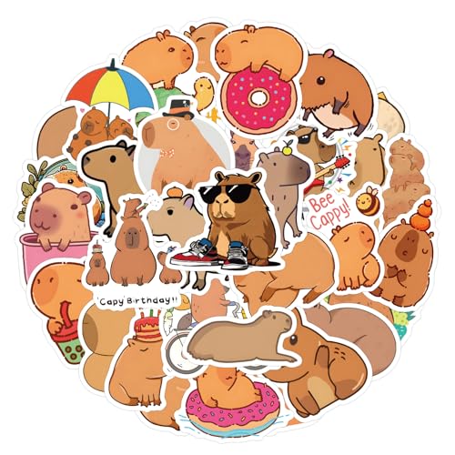 Capybara Sticker Set voor tieners en volwassenen, Verpakking van 100 waterdichte Vinyl Stickers, Auto, Motorfiets, Fiets, Skateboard, Snowboard, Bagage, Laptop, Koffer, Helm, Motorfiets