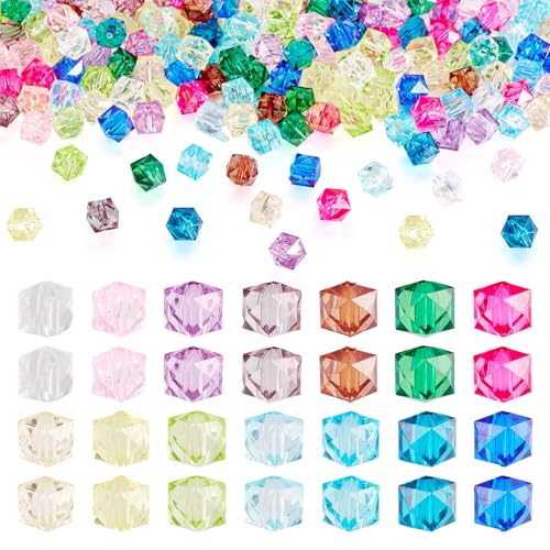 210 st Kubus Facet kralen Clear Square Kralen Acryl Losse Spacer Kralen Bulk voor oorbellen ketting ambachtelijke armband DIY Sieraden Vrouwen accessoire