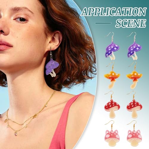 Paddestoel Hangers Siliconen mallen Plant Hars mallen met oorbellen haken Jump Rings oornoten voor het gieten van UV Epoxy Hars sieraden maken sleutelhanger ambacht 4