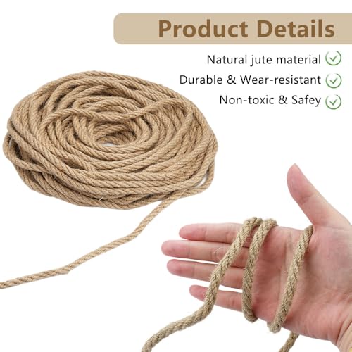 Jute Touw 8mm 20m Natuurlijke Jute Touw 8mm Jute Cord, Natuurlijke Jute Cord, Sterke Natuurlijke Vezels, Hennep Touw voor Tuin, Home Decoratie, Ambachten, Tuinieren, Scratching Post 3