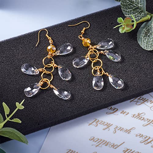 100 st Teardrop Shaped Glazen Kralen, Duidelijke Facet Village Kristal kralen Bovengeborstelde Dangle Hangers voor Jwewelry Chandelier Home Opknoping Decor, Gat: 1mm 4