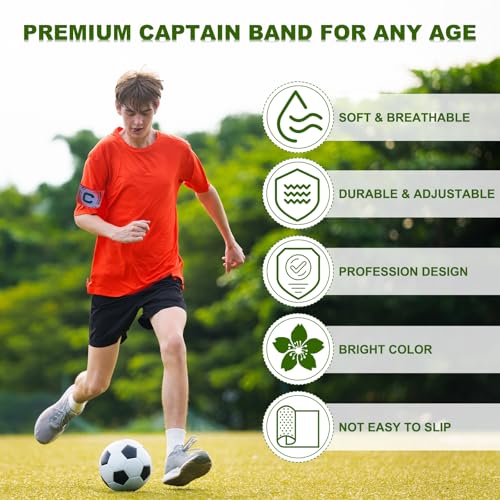 Voetbal Captain Armband, 10Pcs Captain Armbanden voor Voetbal Elastische Captain C Armband Sport Captain Armbanden voor jeugd volwassen voetbal Team Training Grass Groen 3