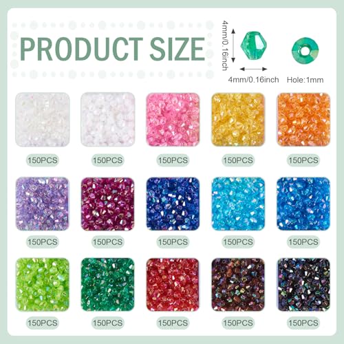 2250st Acryl Bicone Kralen 4mm Transparant Facet Kristallen Kralen Klein Ambacht Kralen Bulk voor DIY Vriendschap armband oorbellen ketting sieraden maken 3