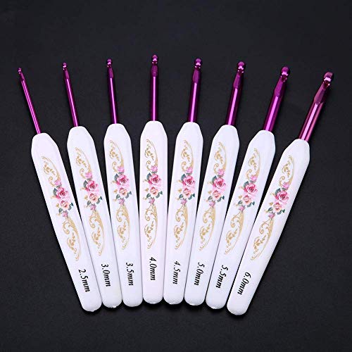 Haak haak set aluminium breinaalden met zachte bloemen print plastic handvat garen weefgereedschap 8 stuks Groot 5