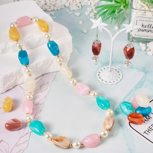 55 st Twist Oval Resin kralen Nuggets gemengde kleur Opaque Spacer kralen onregelmatige hars kralen voor DIY ketting armband oorbellen sieraden Mak