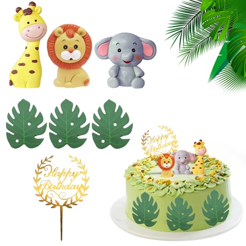 Cake Decoraties Verjaardag 7 Stukjes, Leuke Olifant, Giraffe, Leeuw, Bosdieren, Cake Decoraties, Cake Toppers, Verjaardag, Cake Decoratie voor kinderen, Verjaardag