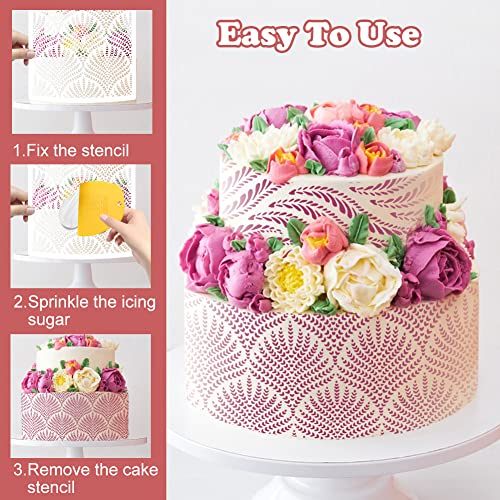 Cake Stencil Hollow Templates, 2 stuks Mooie en Herbruikbare Cake Templates, Decoratieve Butter Cream, Plastic Cake Embossing Templates, Spray Flower Cake Templates voor Cake Decoraties 5