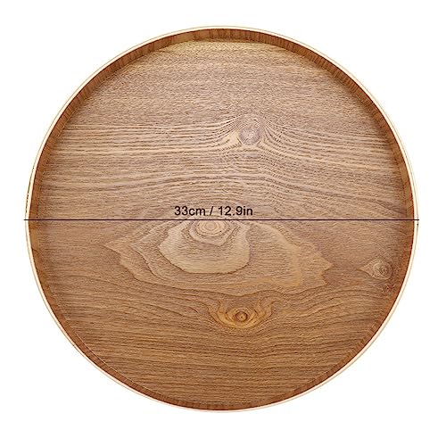 Serveren Bowl Ronde houten tray plate Home Decoratie voor Thee Set Fruit snoep Eten Ronde houten tray (33cm)
