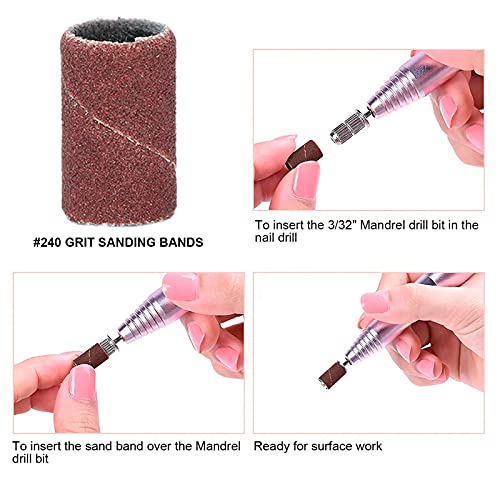 100Stuks Schuurriemen voor Nagelborstel,Nail Drill Bits met schuurriemen Set,Manicure Drill Bit Set Grit Nail Grinder Tape Professional Drill Pedicure Tool Manicure Polishing(HQ-06 Brown 240#)