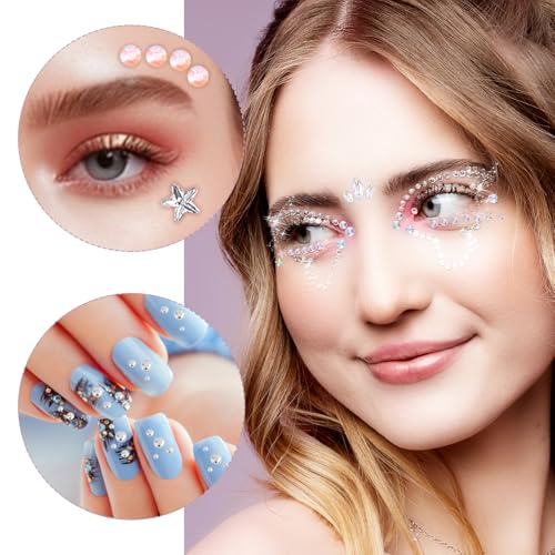 5 Vellen Gezicht Glitter Stenen Festival Accessoires, Rhinestone Stickers, Zelfklevende Rhinestone Edelstenen Stickers voor Gezicht Nagels Body Make-up 5