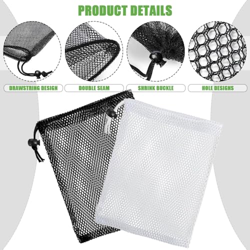 6 stukken Mesh koord Tassen, Polyester Small Mesh Bag 6x8 Inch koord opslag Net Bag voor reizen Sport Volleybal Golf Beach Speelgoed verzamelen 3
