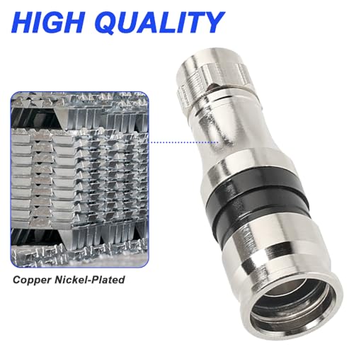 RG11 F-Type Cable Compressie Coaxiale Connectors Fixtures RG11 Cable Connector met O-Ring voor Weerbescherming voor RG11 Coaxiale Kabel (verpakking van 10) 5