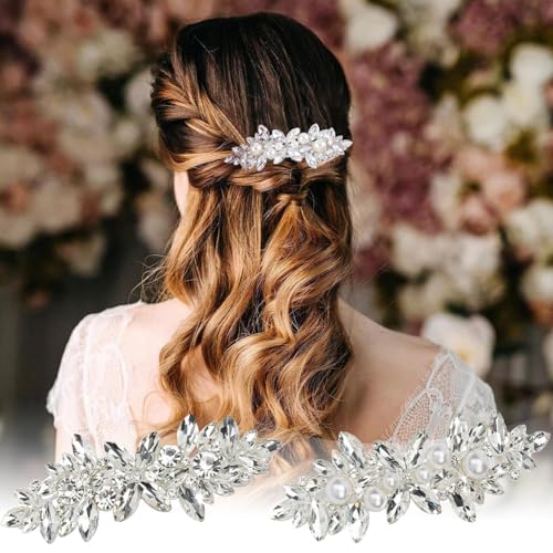 3 st Rhinestone Haar Clips, Decoratie Brooches zilveren bruiloft haarspelden Parel Franse haarspelden Crystal Bloem Haar Clips Elegante sieraden Haar decoraties voor bruiden bruidsmeisjes meisjes 4