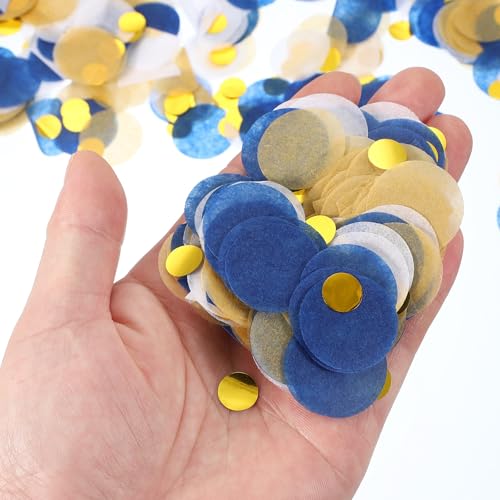 Ronde weefsels Papier Confetti 3,5cm Tafel Confetti Cirkel Dots voor bruiloft verjaardag feest ballon decoraties (50g), donkerblauw/wit/licht roze 3