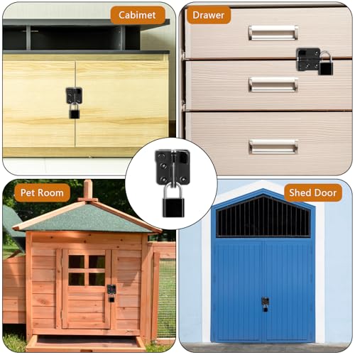 Deursluiting roestvrij stalen slot slot klein, deur slot vergrendelbare slot, slot slot vergrendelbare deur slot buiten met hangslot gat slot voor poort venster afsluiting (links open) 5