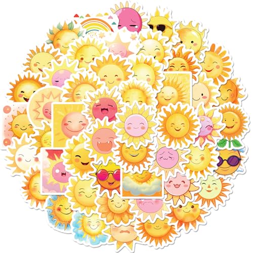Cartoons Sun Sticker Set Kinderen Tieners 50 Stuks Cartoon Zon Waterdicht Vinyl Stickers Laptop Skateboard Koffer Helm Auto Fiets mobiele telefoon Motorrijwiel Bike Scrapbook Cadeau dagboek Cups 4