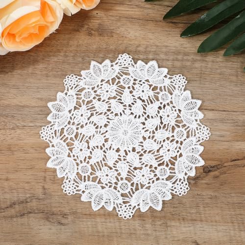 8 st Witte haak Doilies, 6.1 Inch Handgemaakte ronde Lace Doilies, Vintage katoen Placemats, Rustieke tafelmatten voor tafels, Keuken, Eetkamer, Partij, Bruiloft, Verjaardag