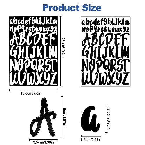 Vinyl Letter Stickers, 6 Vellen 1 Inch 2 Inch Zelfklevend Hoofd- en Onder Alfabet Stickers Waterdichte Stick op brieven voor ambachtsborden Poster Scrapbook Suitcase Car (zwart & wit) 4