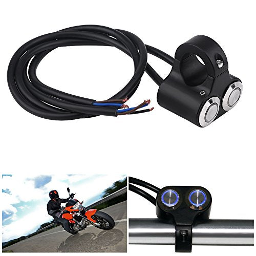 7/8 inch 22mm Motorfiets handgreep Schakelaar Koplamp Rem mistlichten AAN/UIT met controlelamp (handmatig blauw licht)