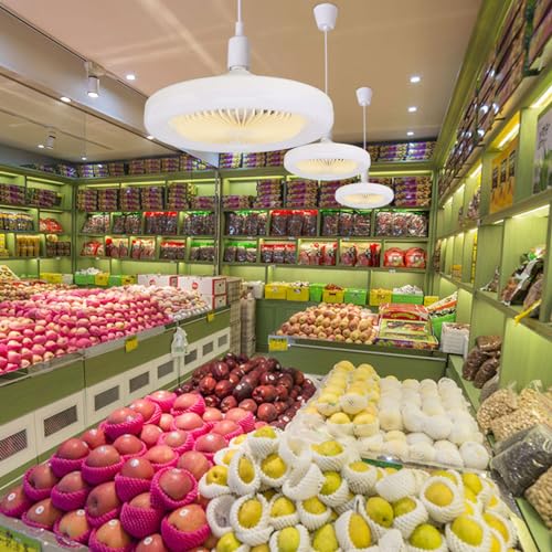 Plafondventilator met LED-lampen, E27 2400LM 3000K tot 6000K 3 Kleuren Dimmen LED plafondventilator met 3 snelheden, 10.2 Inch LED plafondventilator voor slaapkamer, keuken 4