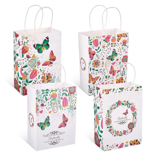 Rechthoekige papierwaren zakken met handvat vlinder bloem patroon papieren schenkzakken zoals zakken ambachtelijke papieren zak voor kruisierswinkel bakken winkels retail bruiloft kerstfeest