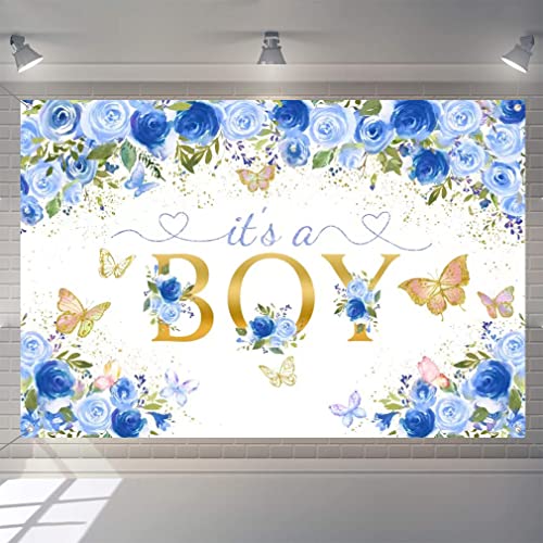 Het is een jongen Baby Douche Achtergrond Blauw Bloemen Baby Douche Fotografie Achtergrond Bloem Baby Boy Party Decoraties Feestbanner Stof Tekenposter