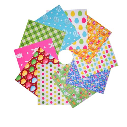 Paasnaaistof, 10PCS Waterdichte Anti-Fading Soft Touch DIY Quiltdoek 50x50cm Schattig cartoon patroon, ambachtelijke stof voor Patchwork, Quilting en Home Party Decor voor Pasen Cadeau