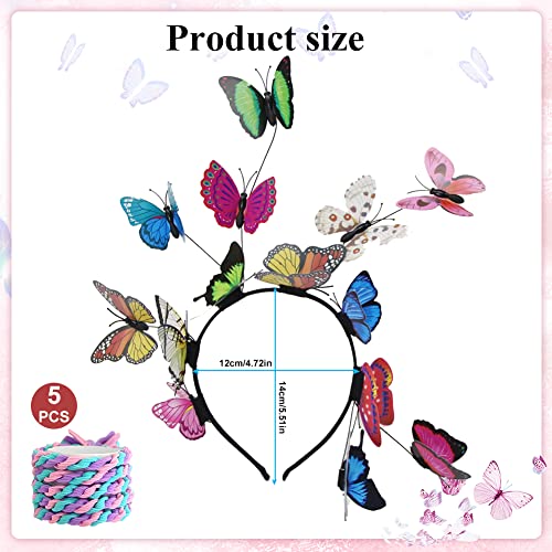 Butterfly Headband, Multicolor Butterfly Antenna, Headband Elegant Hair Hoop voor Vrouwen Meisjes Festival Party kostuum met haar touw 3
