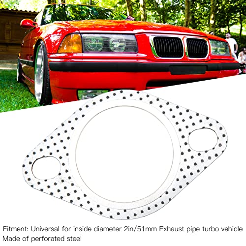 2 inch uitlaatafdichting, 2 gaten flensafdichting van stalen uitlaatspruitstuk valpijp verzamelaar universele voor binnendiameter 2"/51mm uitlaatgasbuis/turb voertuig 3