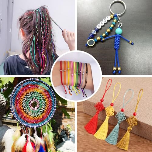 10 Rolls 1mm Rattail Satin Nylon Trim Cord - Silk Kralen String voor Chinese Knoppen, DIY ambachten, Macrame Vriendschap armband en sieraden maken 4