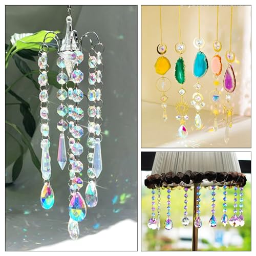 100 st. Octagonale kristal kralen, 2 holes, Roze Facet Glas Het verbinden van Links, Kroonluchter Prism Sun Catcher Vervanging kralen voor Hangende Hang hangers sieraden 4