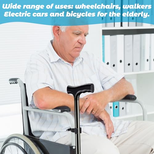 2 stuks Walker Reed houder, Black Universal Rackcane Accessoires, 360° Draaibare verstelbare rolstoelkruk, aandrijf rollers, mobiliteit scooter, assistent houder voor gebruikers 5